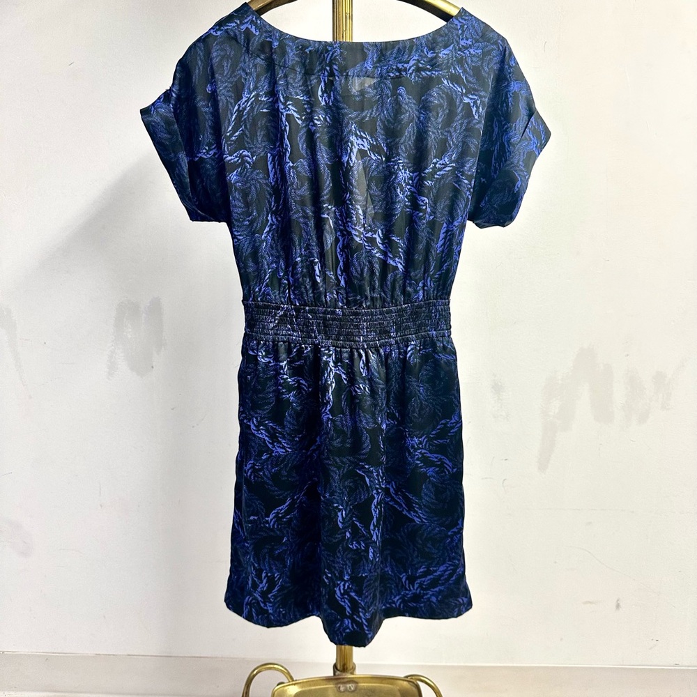 BCBG Silk like Blue Patterned Dress size S